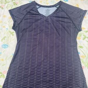 Elegant Navy Patterned Short Sleeve Top